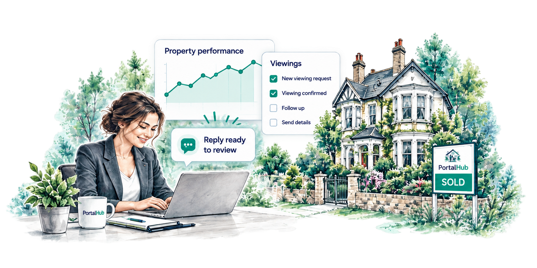 PortalHub dashboard and property viewings preview
